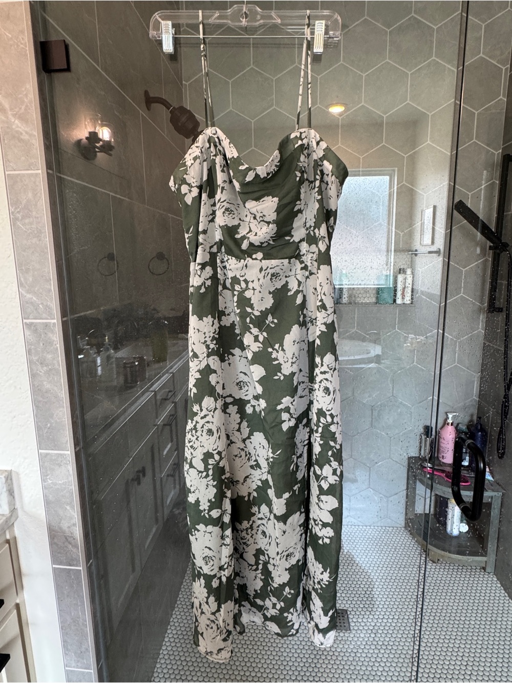 Abercrombie & Fitch Olive Green and White Floral Maxi Slip Dress